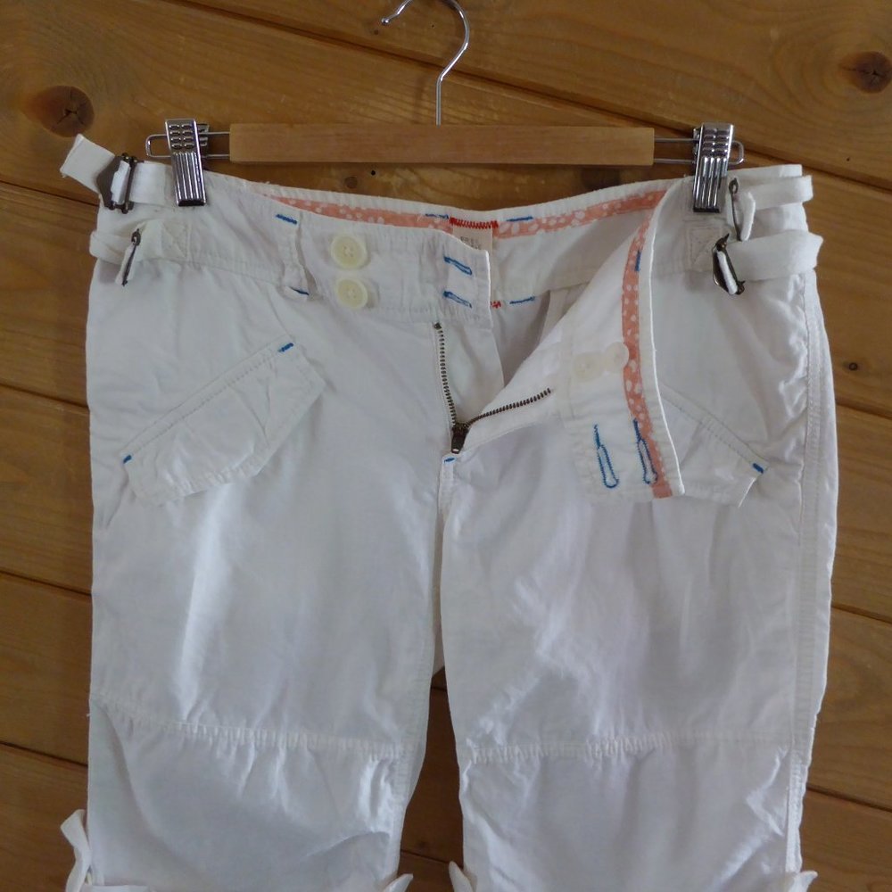 Free People White 100% Cotton Cargo Cuff Shorts Bermuda Pants Casual Jeans 4 - Picture 4 of 8